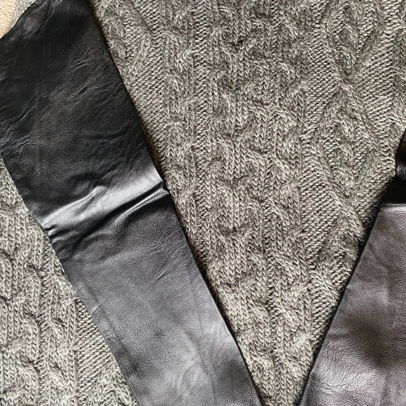 Noisy May Wool Leather Sleeve Sweater - Picture 2 of 4
